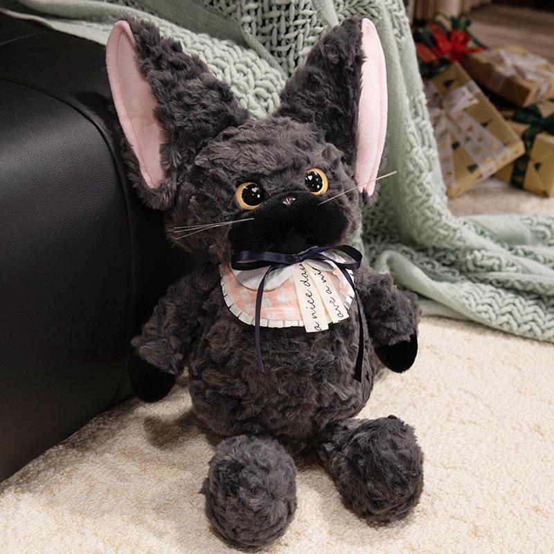 

Devon Rex Curly Bib Cat Plush Toy - Exquisite Kitten Doll Gift 45cm, 0.25kg чёрный