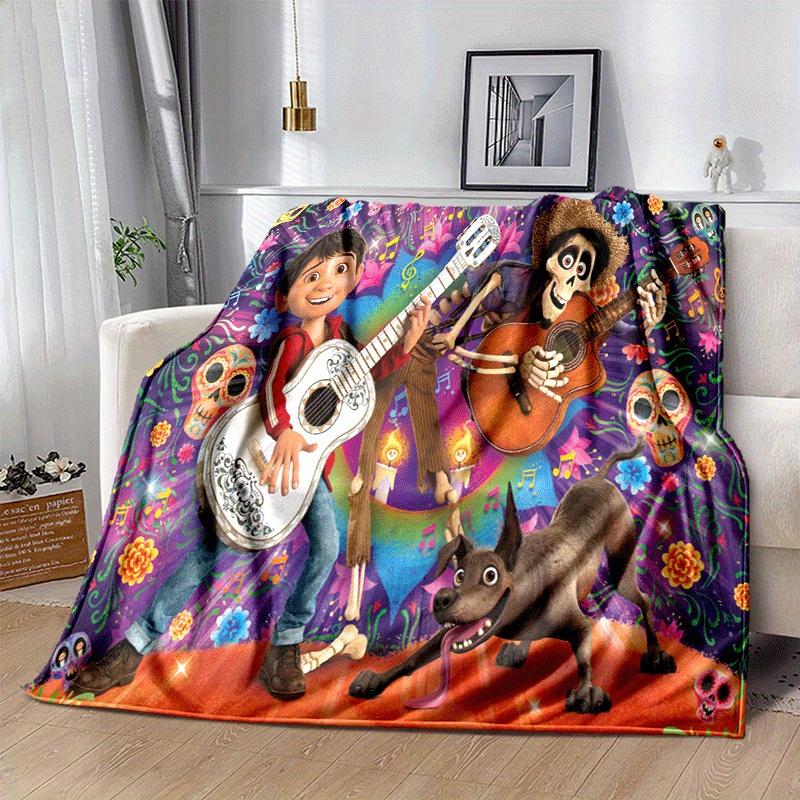 1pc Coco Printing Blanket - Soft, All-Season Throw for Living Room, Bedroom,Personalized Gift with Adorable Cartoon Design