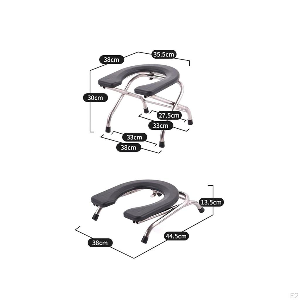 Foldable Toilet Seat Bedside Commode Elderly Squat Stool for Bathroom