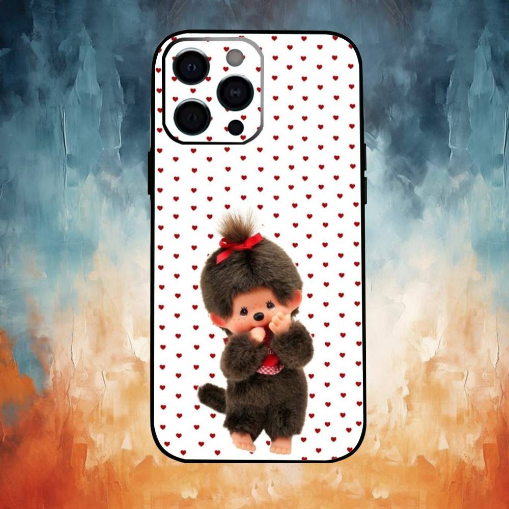 

Cute M-Monchhichi Phone Case For iPhone 17,16,15,14,13,12,11 Plus,Pro Max,Soft Silicone Black Cover iPhone11PROMAX