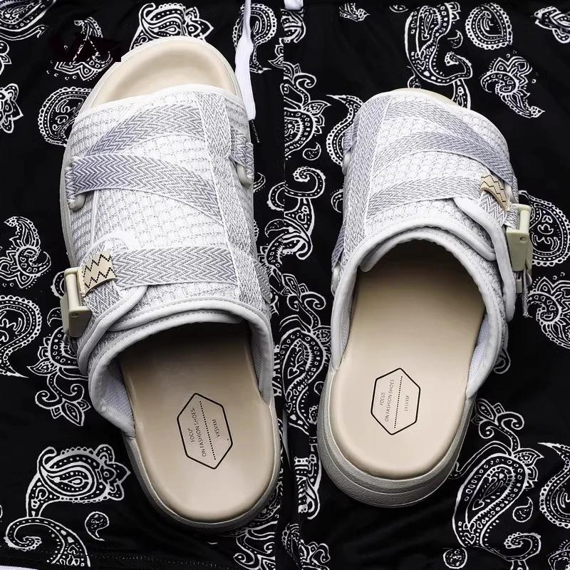 Plus Size 36-45 Summer Men Canvas Slippers Fashion Couple Fluorescent Slippers Flip-flops Comfortable Footwear Casual Shoes