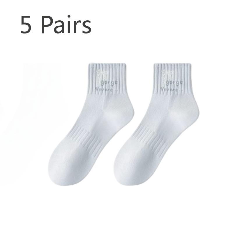 5 Pairs of Female Spring and Summer Leisure Sports Sweat Absorbing Breathable Mesh Cotton Socks