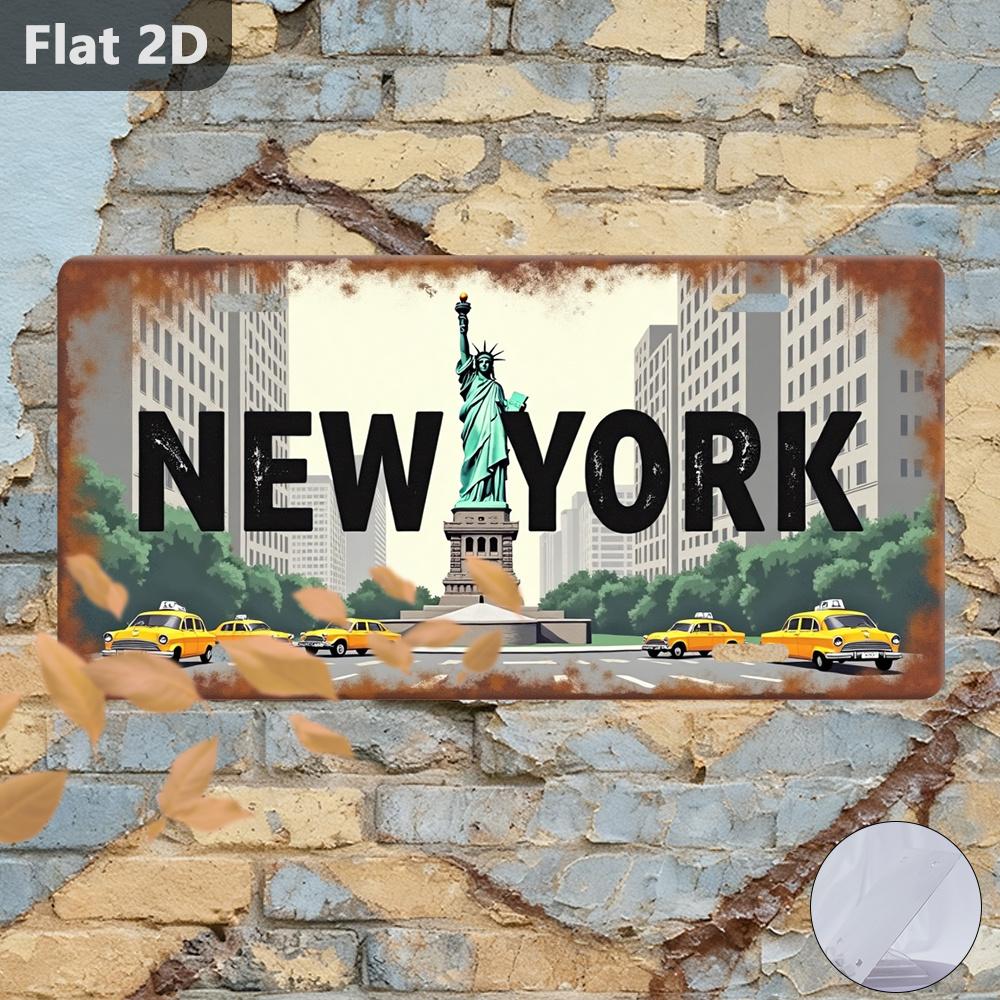 D Flat pc Vintage European Historical Architecture Metal Wall Panel Retro Industrial Suitable for Home Bar Cafe Decor