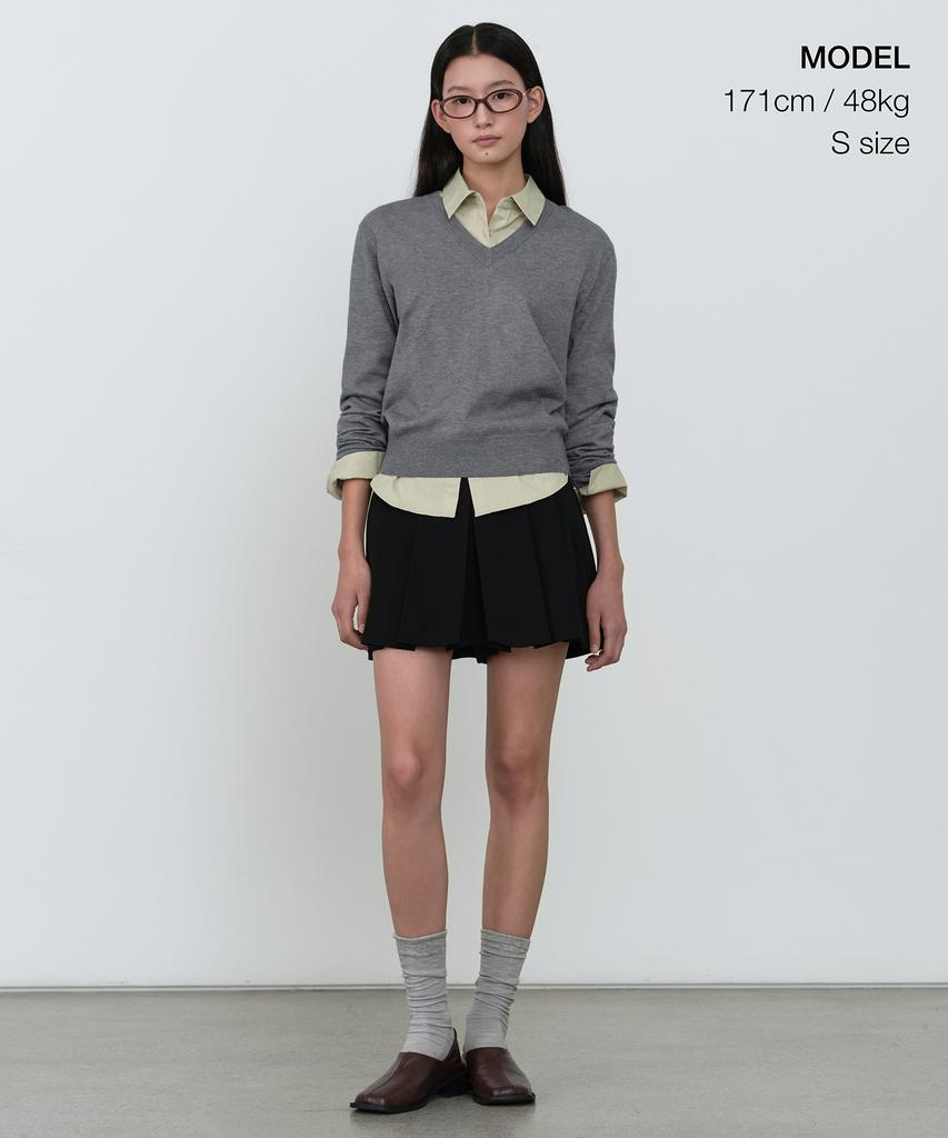 MUSINSA STANDARD WOMAN Women'S Essential V-Neck Knit [Medium Grey]