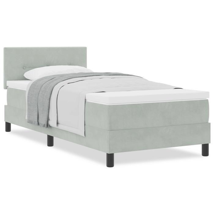 vidaXL Spring Bed with Mattress Light Grey 90x200 Cm Velvet 3339146