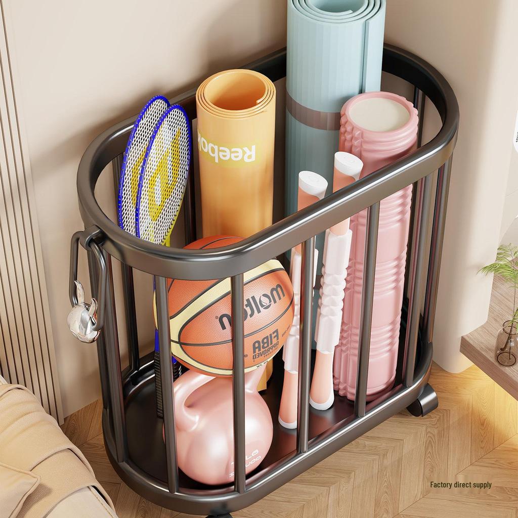 Wheeled Yoga Mat & Fitness Equipment Organizer: Large Capacity Storage Basket