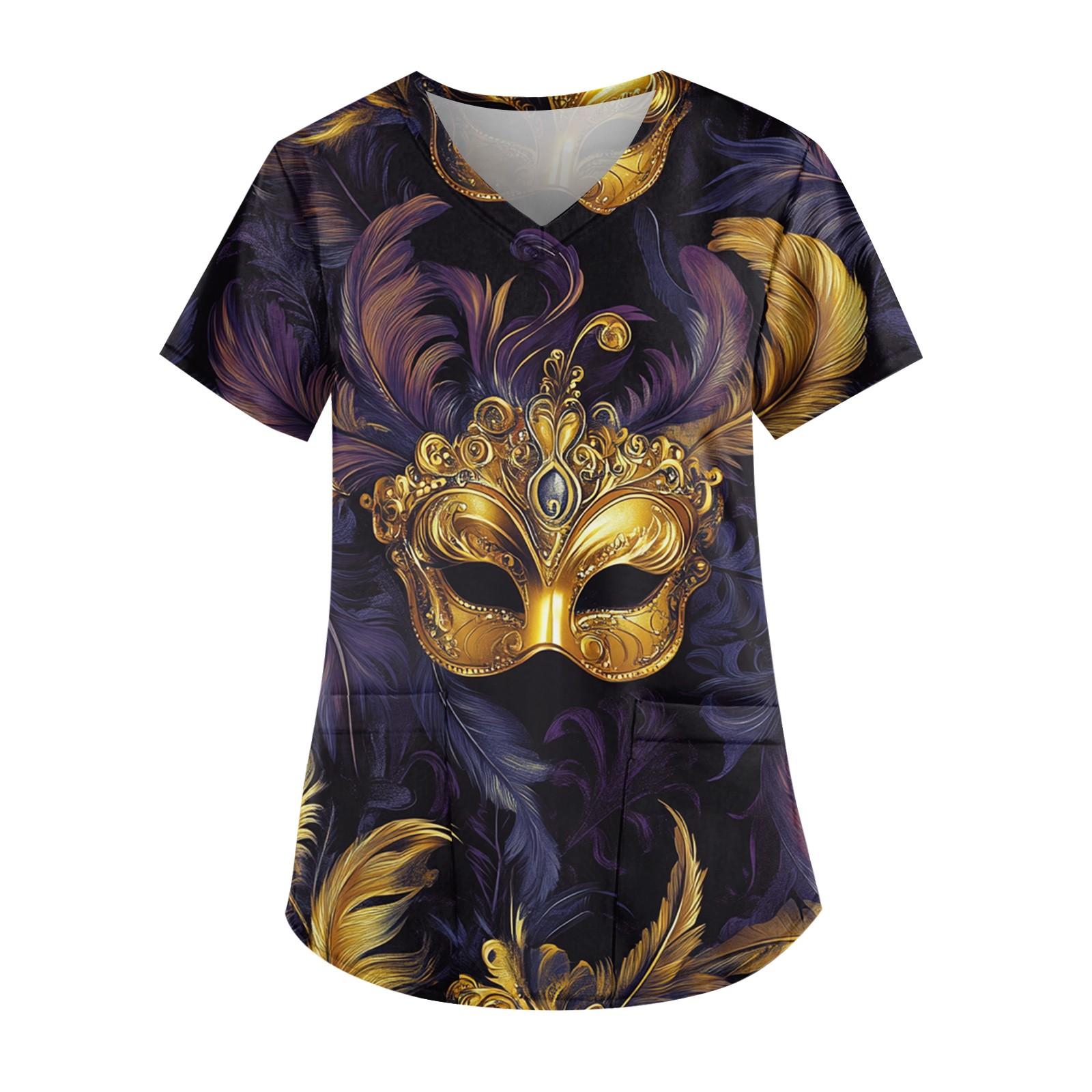 

Женские модные повседневные топы с v-образным вырезом и защитная спецодежда с принтом L золотой