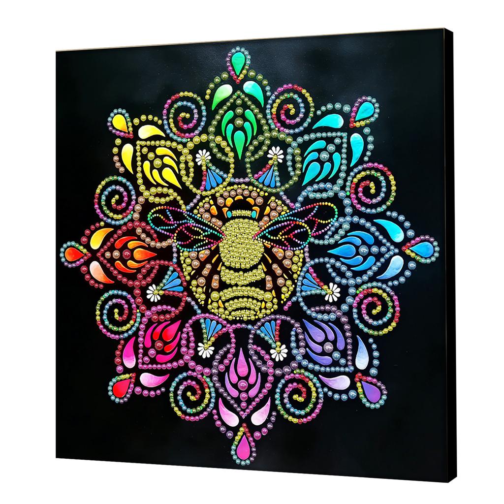 DIY Mandala Perlenpunktmalerei für Erwachsene/Anfänger Geschenk Heimdeko Perlen Edelstein Malereien Bild Kunsthandwerk 25x25cm Mit Rahmen