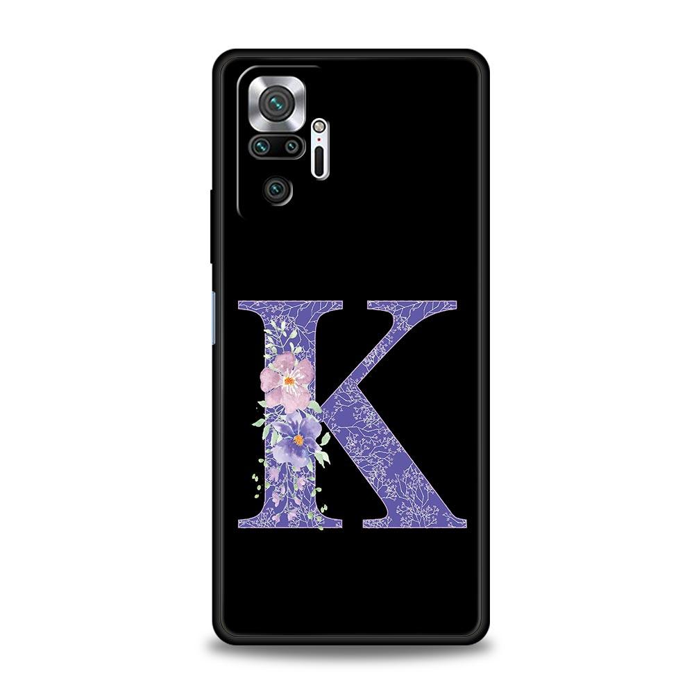 Letters Purple Flower Phone Case For Xiaomi Redmi Note 14 13 5G 10 11 12 Pro Plus 4G 14C 13C 12C 10C Black Cover