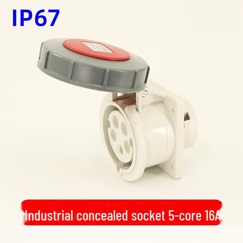 Waterproof 3-core 4-pin 5-hole Male-Female Aviation Plug Socket, Three-Phase Electrical Connector, 16A/32A, IP67.