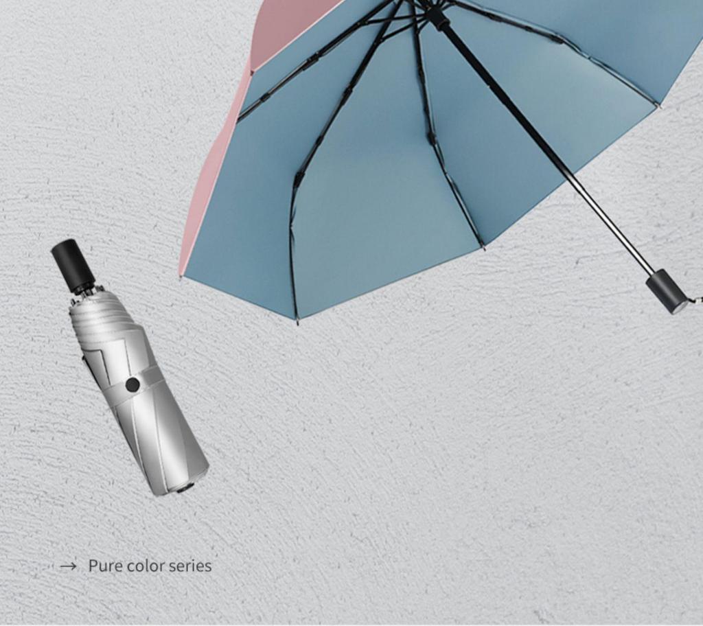 UPF50 Double Layer Titanium Silver & Black Anti-UV Folding Umbrella for Women & Men