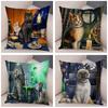 Pet cartoon animal pillowcase sofa home car  cute watercolor cat cushion cover decoration