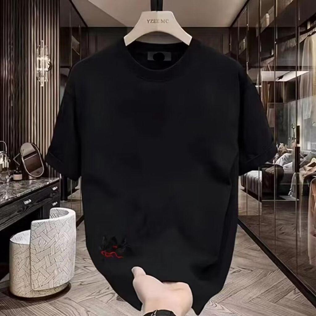 Katoenen Zomer Nieuwe Chinese Streetwear Bedrukt T-shirt met Korte Mouwen Trendy Top met Halve Mouwen en Ronde Hals