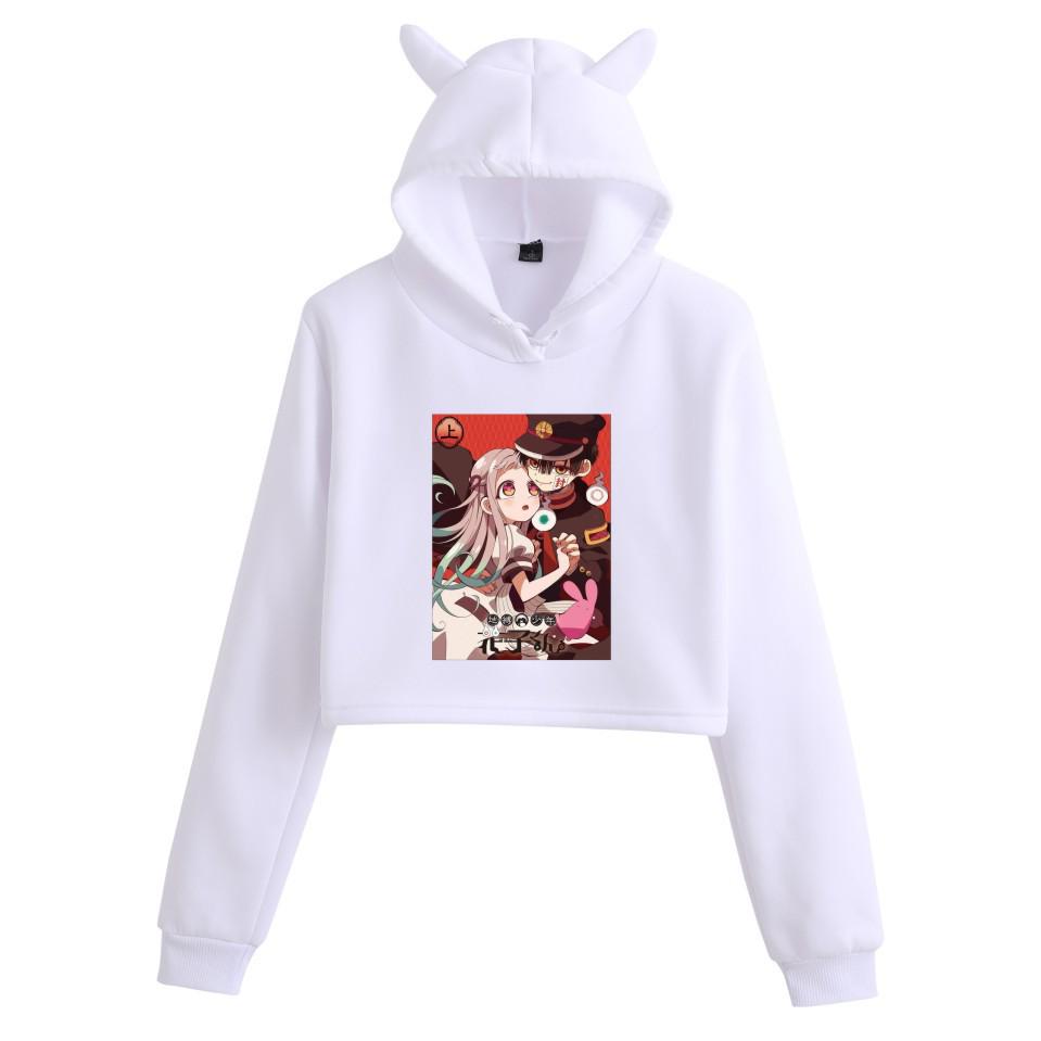 Jibaku Shonen Hanako-kun Crop Top Mikina s kočičími oušky pro dívky