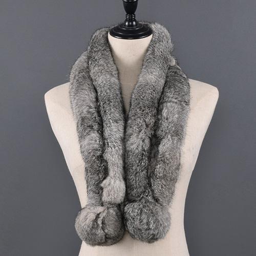 

Шарф из натурального меха Зимний Женский Теплый 100% Натуральный Мех Кролика Рекс Шарф Новая Мода Россия Леди Шаль из Натурального Меха помпон One Size