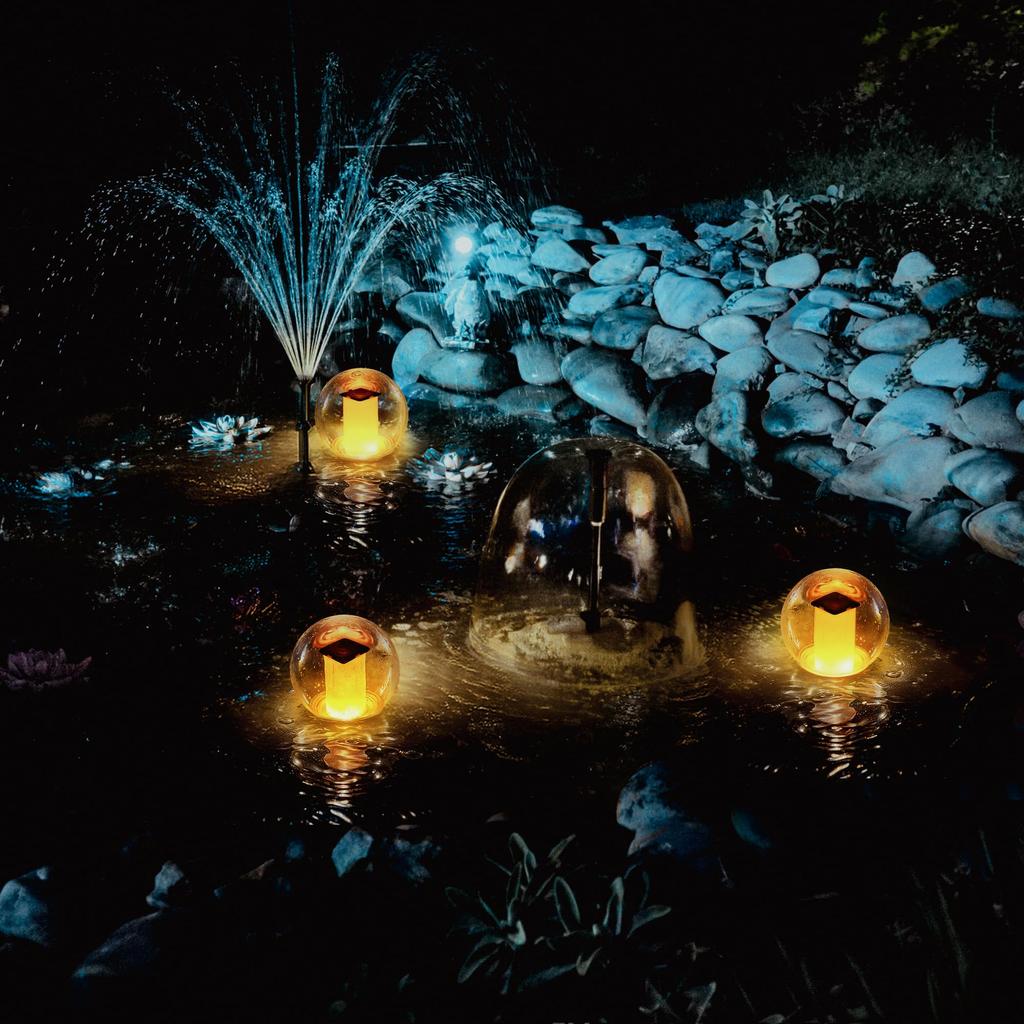 VISOFO Solární plovoucí světlo do bazénu pro plavecké bazény Venkovní vodotěsná dekorativní solární LED lampa s plamenem, blikající zapuštěná dekorace do jezírka