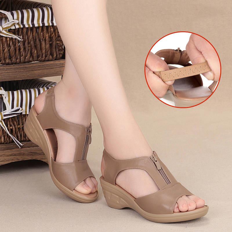 Summer Sandals Women's New Women's Shoes Summer Wedge Heel Fish Mouth Sandals Women's Casual Luo