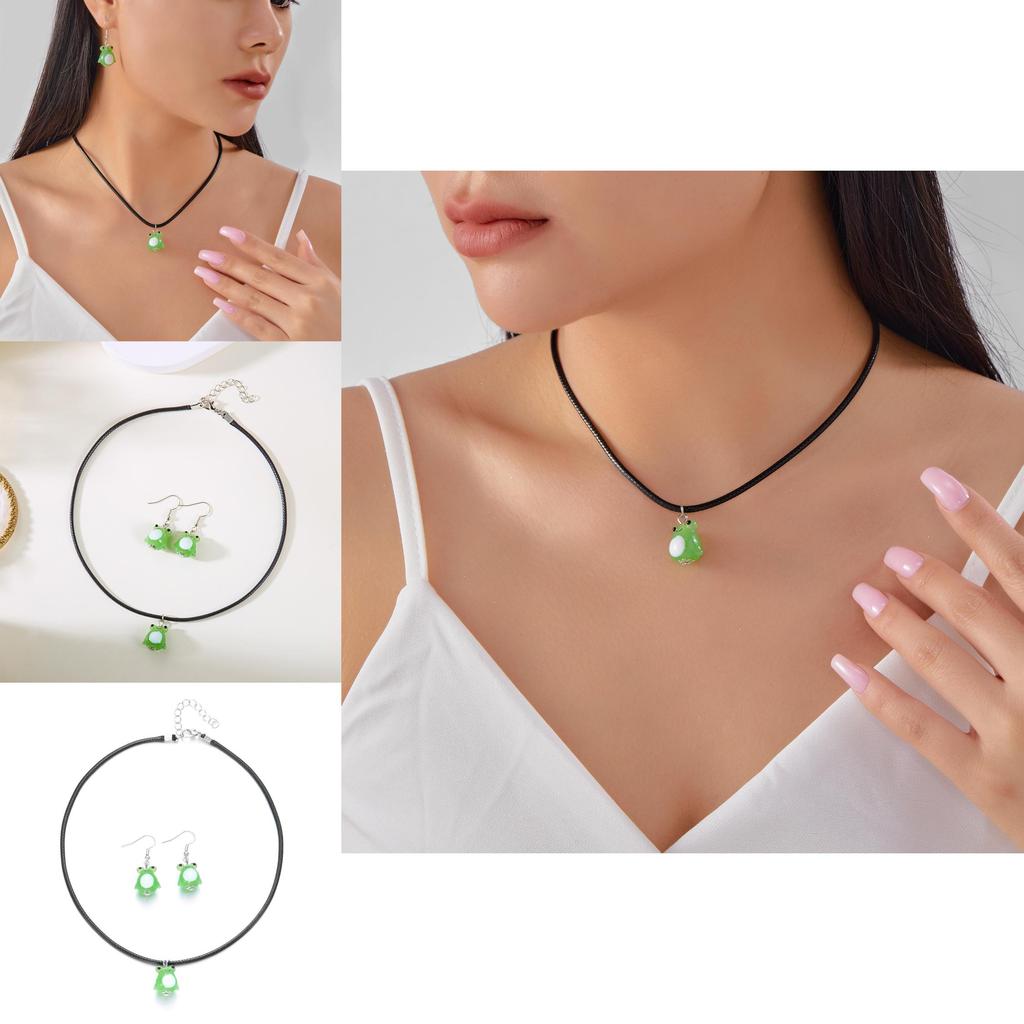 Minimalistisches Frosch Glas Schmuckset Mit Geometrischem Stil Für Lässige Frauen Und Männer