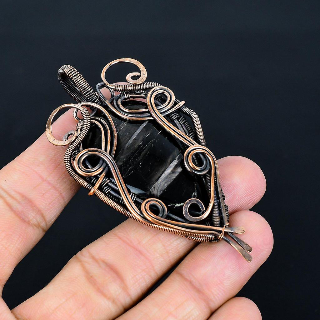 Hypersteen 999 Copper Wire Wrapped Pendant, Handmade Gemstone Jewelry Pendant Gift For Birthday