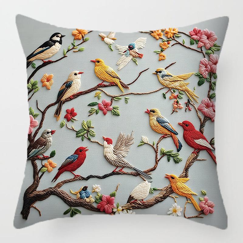 2PCS Vibrant Bohemian Style Short Plush Pillow Cover 45x45cm Doggy Imitation Embroidered Pillowcase (Pillow Insert Not Included)