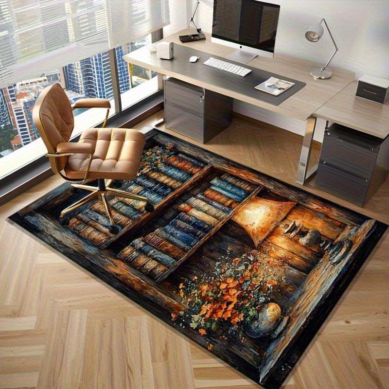 Vintage Library Rug for Study RoomBookshelf Patterned Carpets,Classic Home Decor Elements Anti slip carpet can be machine washed
