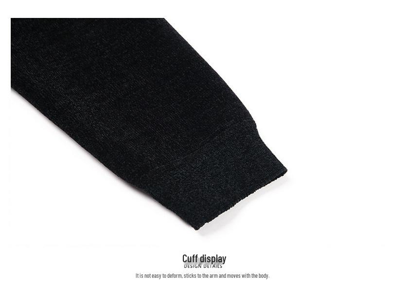 Men's Winter Chenille Velvet Thickened Knit Sweater Hoodie - Round Neck Casual Base Layer.