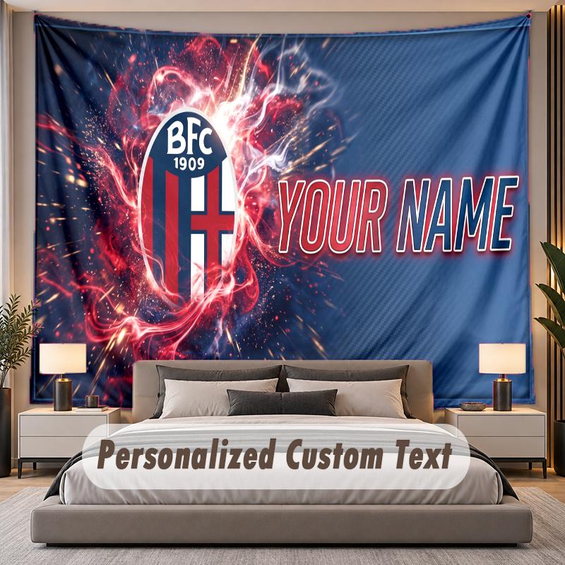 Custom Name Text Tapestry Bologna FC Personalized Polyester Wall Tapestry For Bedroom And Room