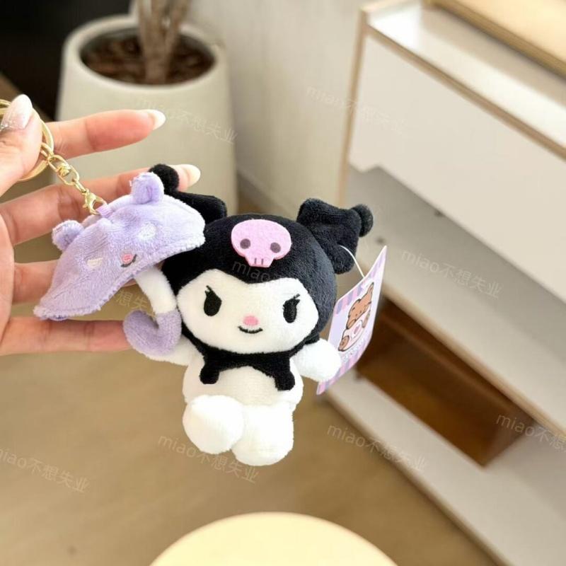10CM Kuromi Hangyodon My Melody Umbrella Plush Toy Keychain cartoon umbrella holding cinnamoroll pochacco kt plushie bag charm