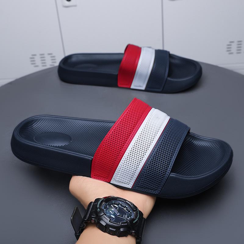 

Мужские легкие нескользящие пляжные сандалии с тремя полосками 42/43 синий