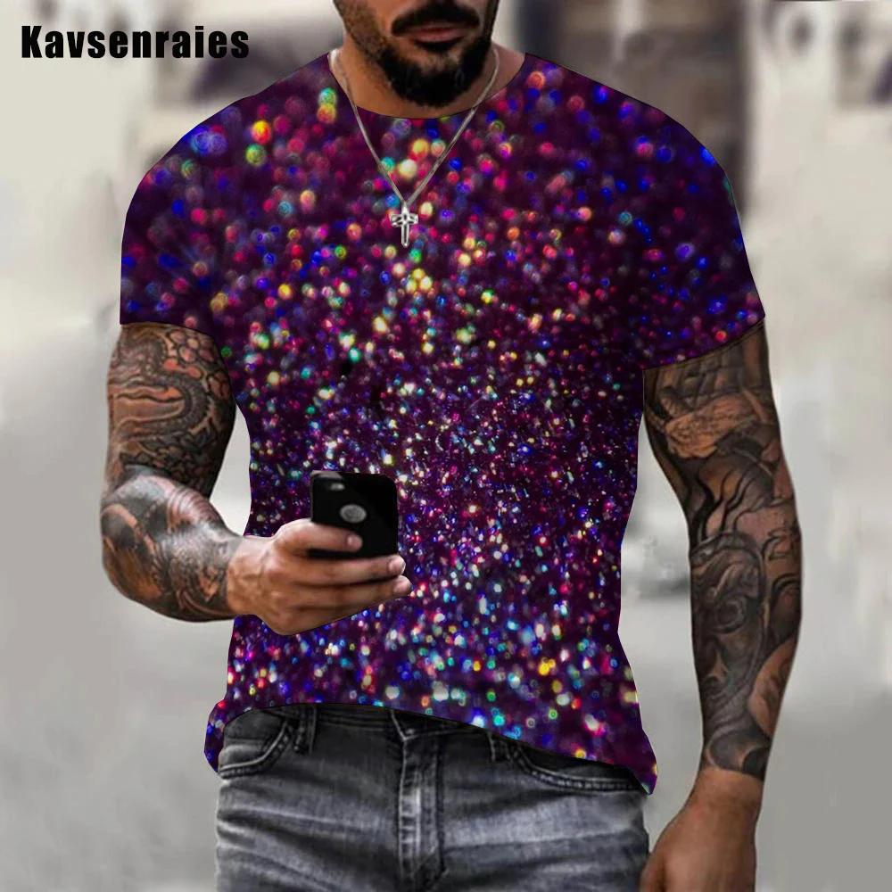 Men Women Colorful Glitter 3D Printed Men T-shirt Summer Fashion Casual Oversize Short Sleeve Street Style Tops