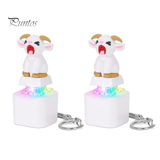 Animal Push Button Toy 1/2/3Pcs Screaming Goat Keyboard Fidget Toy, Rechargeable Sheep Finger Clicker Light-Up Keycap with Light Sound, Decompression