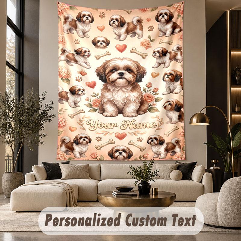 Floral Garden (784) Theme Wall Tapestry Customized With Name Text Personalized Hanging Tapestry For Bedroom Living Room Decor