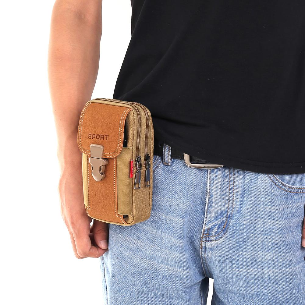 

3pcs Men Canvas Waist Bag Phone Purse Zipper Belt Bum Pouch ( Khaki)
