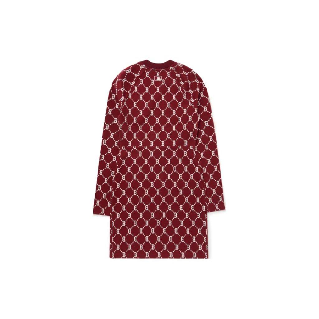 MLB Boston Red Sox Allover Print Long Sleeve Hoodie Dress Women dresses 3FOPM0124-43WIS