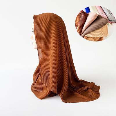 Broušený turbanový perlový šifonový zmačkaný šátek Zmačkaný tenký dlouhý šátek Arabský dámský šátek na hlavu
