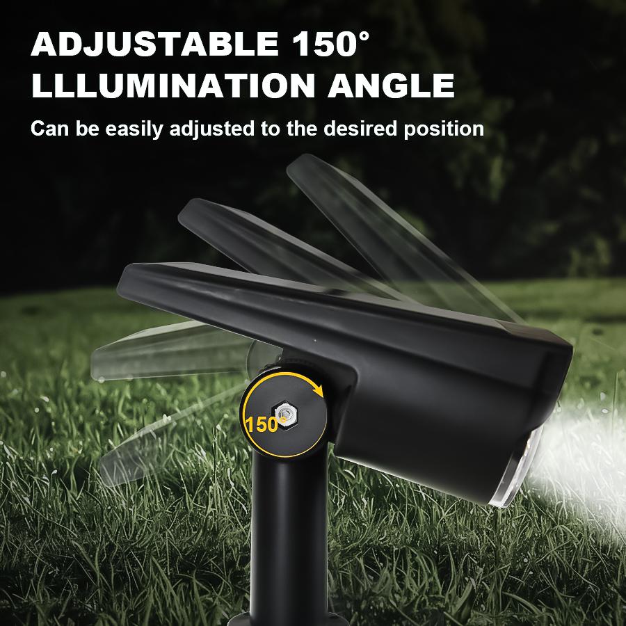 Outdoor 2LED Solar Spotlight Garden Solar Powered Lamp Adjustable In-Ground IP65 Waterproof Landscape Wall Light Lighting