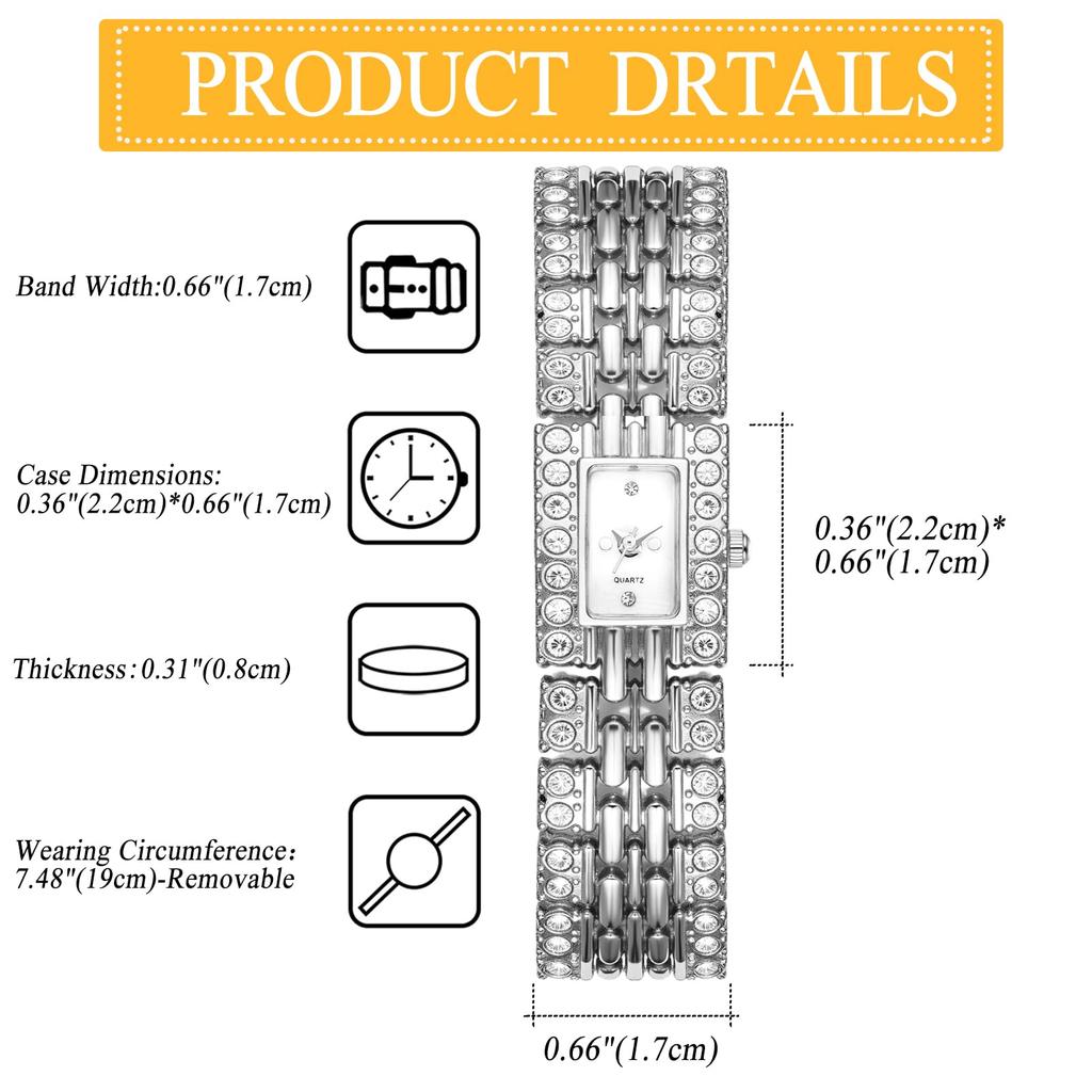 Wasserdichte quadratische Uhr für Quarzuhren mit abnehmbarem Zirkonia und einem süßen Perfekt für oder als Geschenk für Ihre Stilvolle, bei Frauen beliebt, Diamanten,