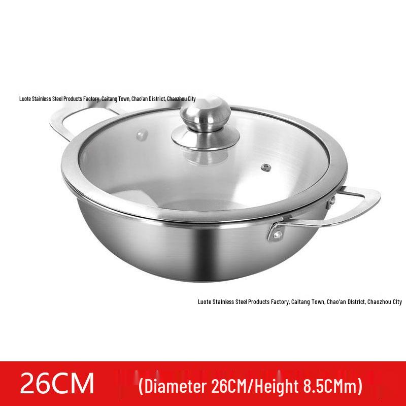 304 Stainless Steel Korean-Style Double Ear Soup Pot with Lid - Multi-functional, Food-Grade Stew Pot