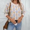 Vintage Autumn Winter Loose Knitwear Sweater Long Sleeve O-Neck Pullover Print Top