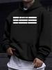 American Western Style Unisex Autumn Winter Print Hooded Long Sleeve Sweatshirt, Easy Horizontal Stripes Solid Color Print Hoodie, Minimalist Clean Fi