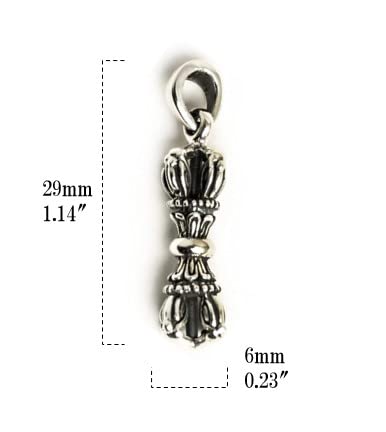 [World Accessories Carmelo] Tibetan Vajra Dorje Amulet Sterling Silver 925 Pendant for Women and Men