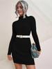 Women's Chunky Knit Long Sleeve High Neck Sweater Dress for Fall/Winter
