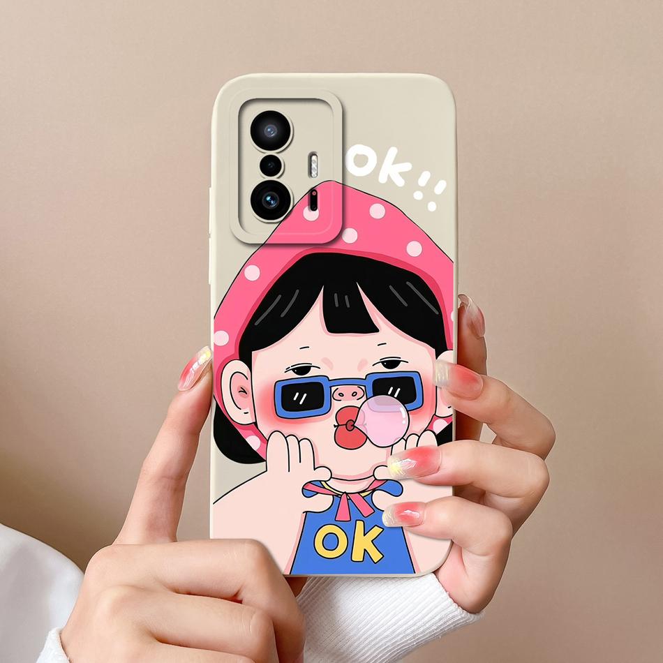 For Xiaom 11T Pro Phone Case Cute Cat Covers Soft Liquid Silicone Funda For Mi 11 T Pro Full Protection Anti Drop Back Cover