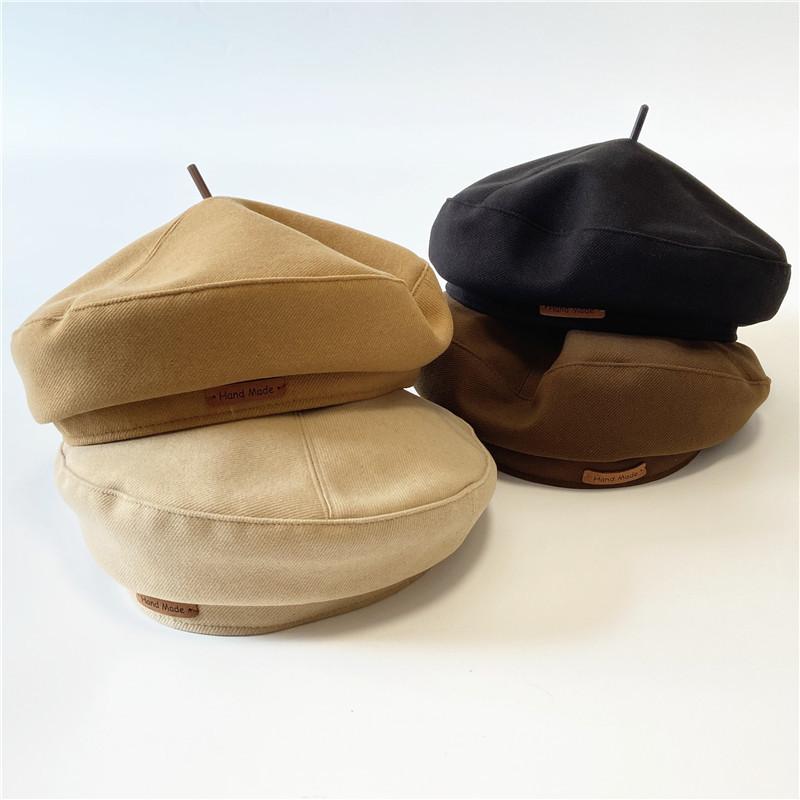 Autumn and winter woolen beret men's and women's fashion British style painter's hat retro versatile face small bud hat