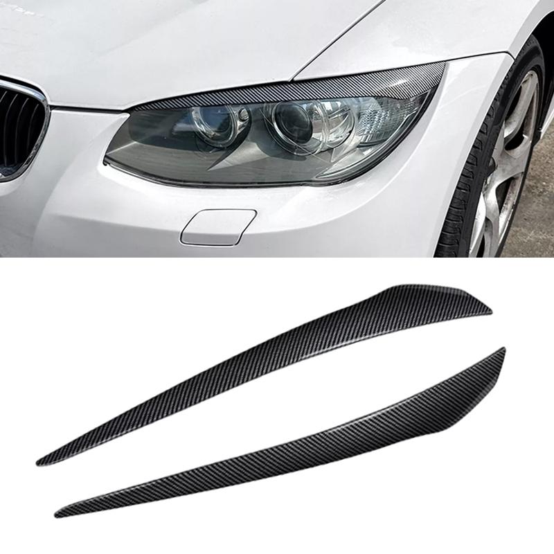 2 Stück Scheinwerfer Augenbraue Augenlid Abdeckung Zierleiste ABS Kohlefaser Schwarz Aufkleber für BMW 3er Serie Coupé E92 E93 LCI 2010 2011 2012