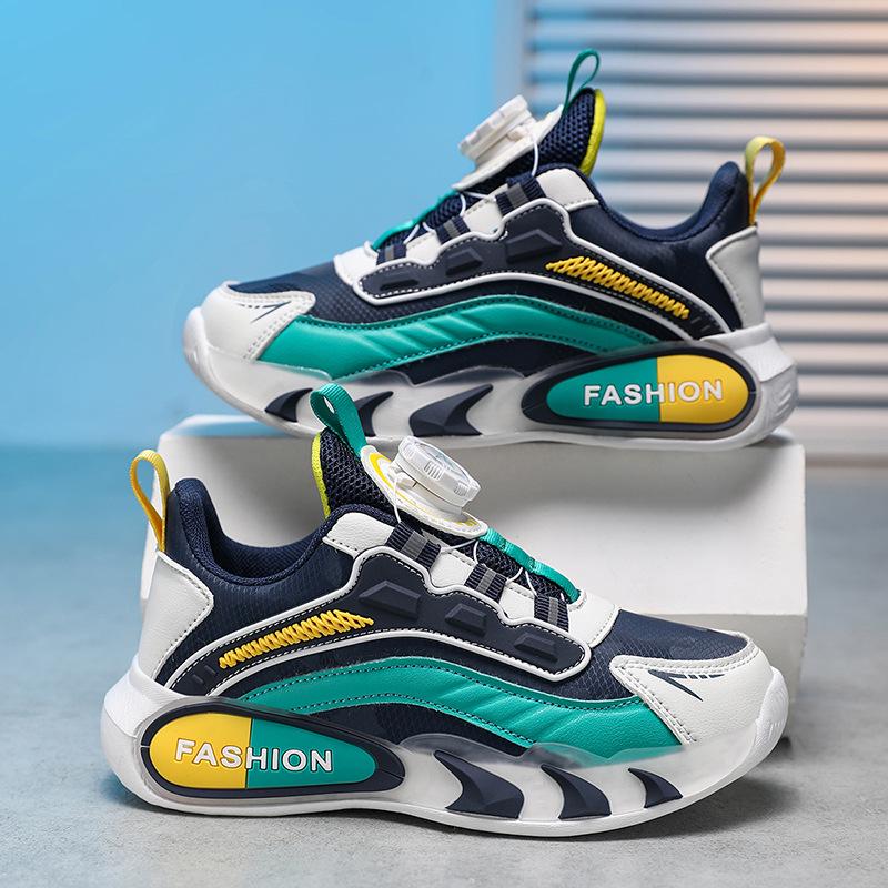 Barns Höst 2025 Vattentäta Löparskor med Halkskydd - Pojkars Lättviktiga med Knappförslutning och Mjuka, Tjocka Sulan