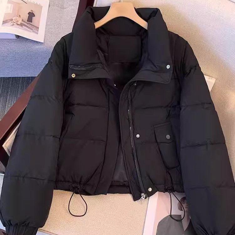 Winter Short Puffer Jacket Women Fashion Stand Collar Thick Warm Coat Petite Outwear