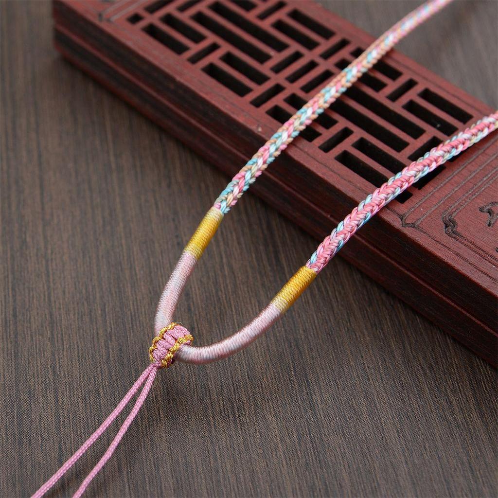 Hand-Woven Gradient Eight-Strand Necklace Cord for Jade and Agate Amulet Pendants