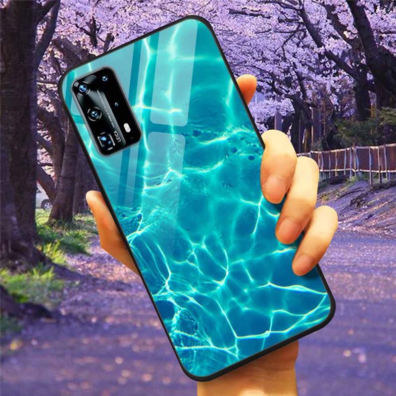 For Huawei P40 Lite / P40Pro Case P 40 Tempered Glass Starry Marble Hard Back Cover for Huawei P40 Pro / P40Lite E Cases Coque
