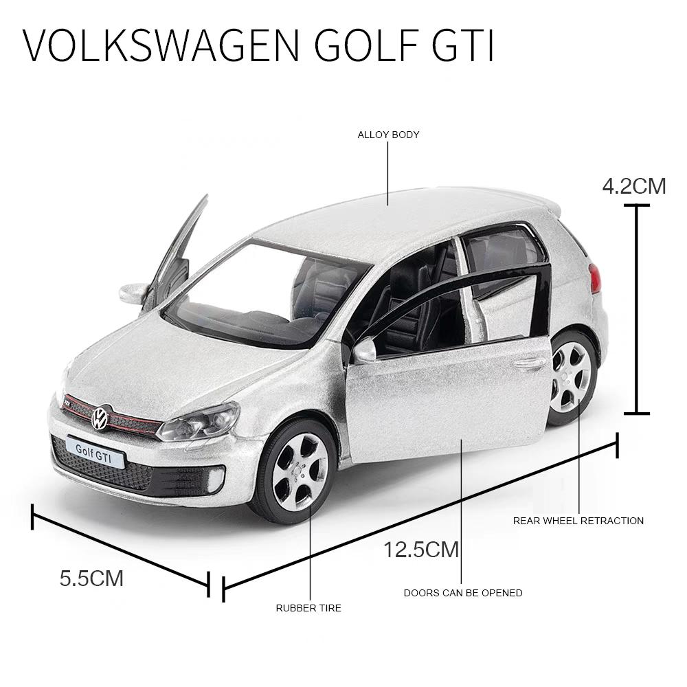 Volkswagen Golf GTI 5palcové kovové auto simulace odlévaný a hračkový vůz RMZ city 1:36 dárků ze slitinových modelů pro děti